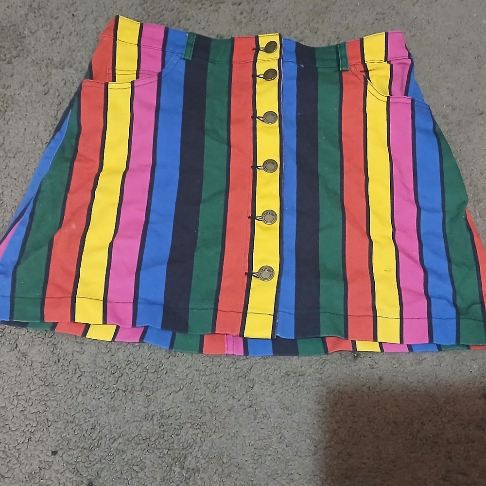 Lazy Oaf Multicolor Striped Midi Skirt